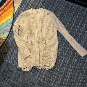 Fashion Nova Tan Distressed Cardigan